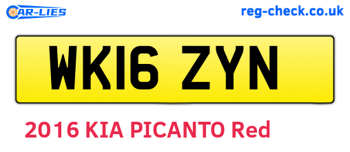 WK16ZYN are the vehicle registration plates.