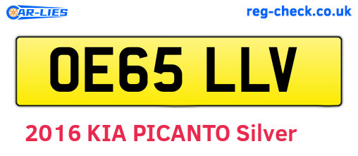 OE65LLV are the vehicle registration plates.