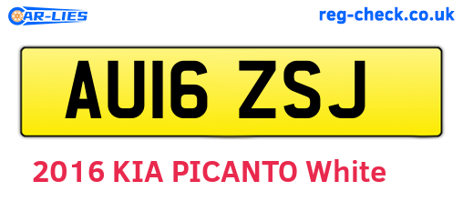 AU16ZSJ are the vehicle registration plates.