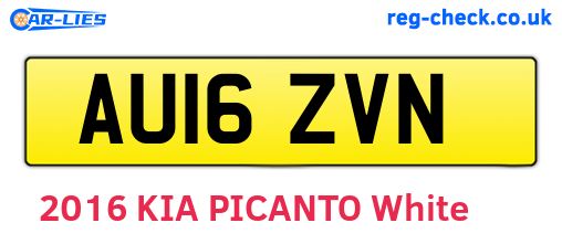 AU16ZVN are the vehicle registration plates.