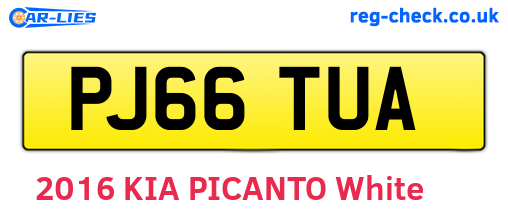 PJ66TUA are the vehicle registration plates.