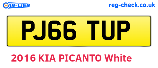 PJ66TUP are the vehicle registration plates.