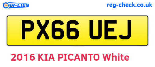PX66UEJ are the vehicle registration plates.