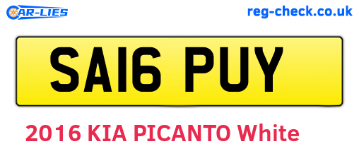 SA16PUY are the vehicle registration plates.