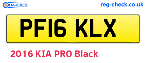 PF16KLX are the vehicle registration plates.