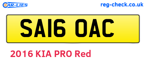 SA16OAC are the vehicle registration plates.