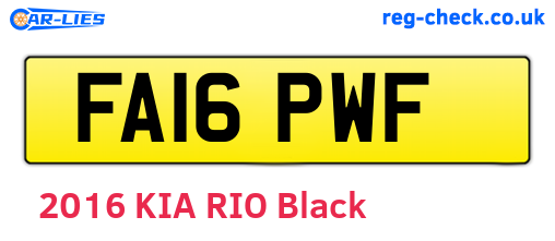 FA16PWF are the vehicle registration plates.