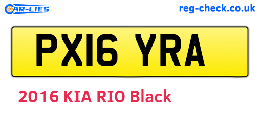 PX16YRA are the vehicle registration plates.