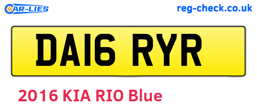 DA16RYR are the vehicle registration plates.