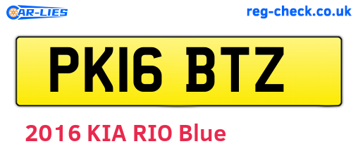 PK16BTZ are the vehicle registration plates.