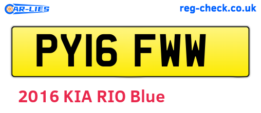 PY16FWW are the vehicle registration plates.