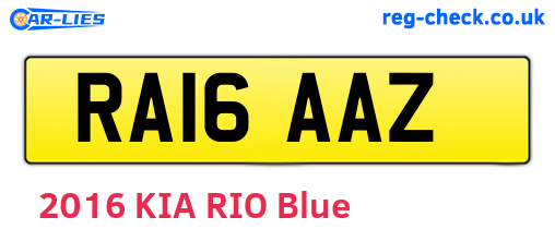 RA16AAZ are the vehicle registration plates.