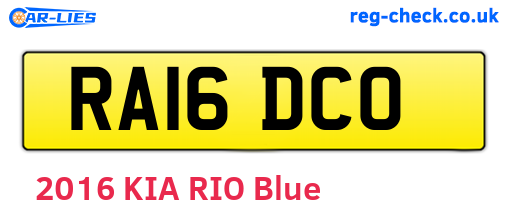 RA16DCO are the vehicle registration plates.