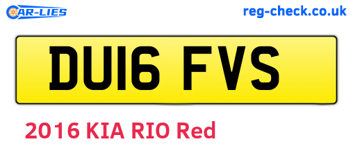 DU16FVS are the vehicle registration plates.