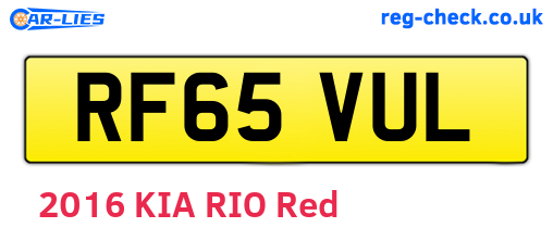 RF65VUL are the vehicle registration plates.