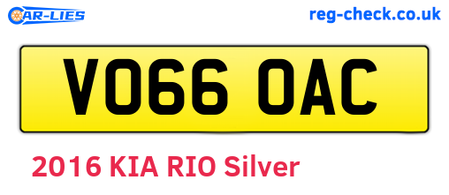 VO66OAC are the vehicle registration plates.