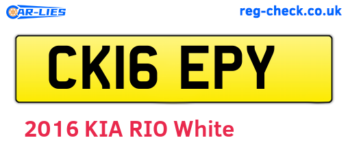 CK16EPY are the vehicle registration plates.