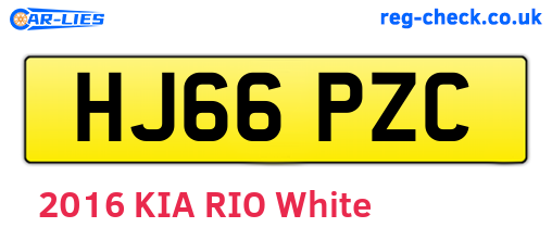 HJ66PZC are the vehicle registration plates.