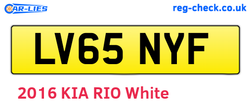 LV65NYF are the vehicle registration plates.
