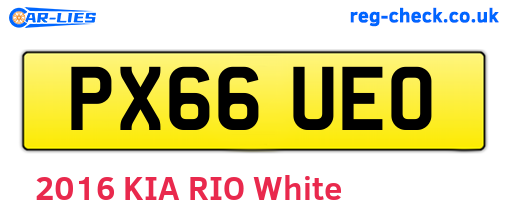 PX66UEO are the vehicle registration plates.