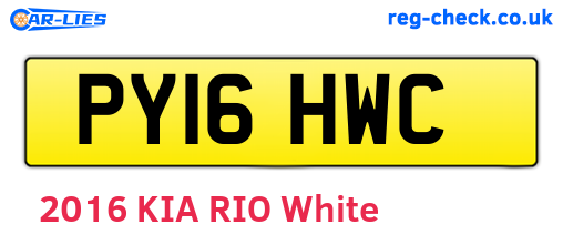 PY16HWC are the vehicle registration plates.
