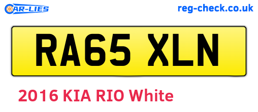 RA65XLN are the vehicle registration plates.