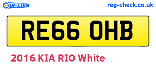 RE66OHB are the vehicle registration plates.