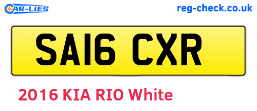 SA16CXR are the vehicle registration plates.