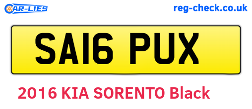 SA16PUX are the vehicle registration plates.