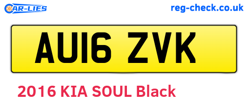 AU16ZVK are the vehicle registration plates.