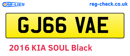 GJ66VAE are the vehicle registration plates.