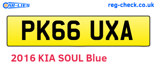 PK66UXA are the vehicle registration plates.
