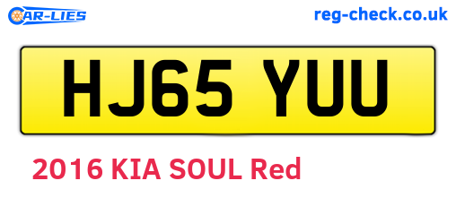 HJ65YUU are the vehicle registration plates.