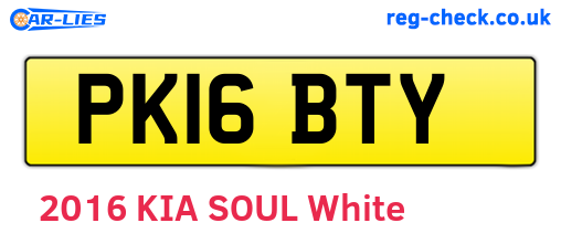 PK16BTY are the vehicle registration plates.
