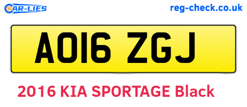 AO16ZGJ are the vehicle registration plates.