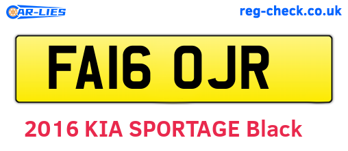 FA16OJR are the vehicle registration plates.