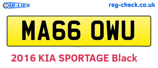 MA66OWU are the vehicle registration plates.