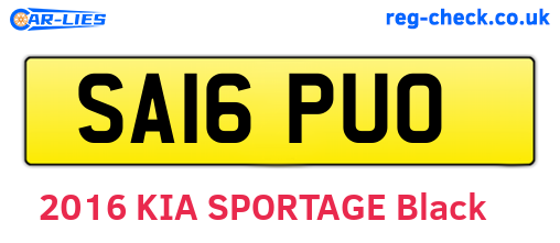 SA16PUO are the vehicle registration plates.