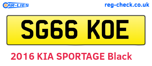 SG66KOE are the vehicle registration plates.