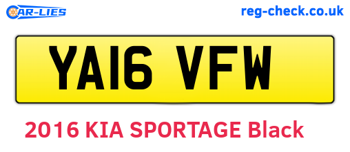 YA16VFW are the vehicle registration plates.