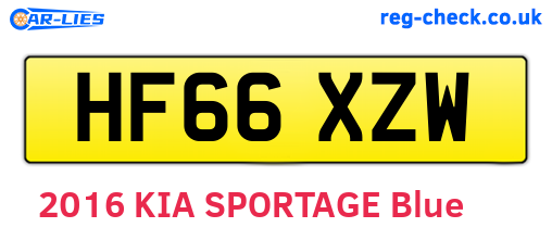 HF66XZW are the vehicle registration plates.