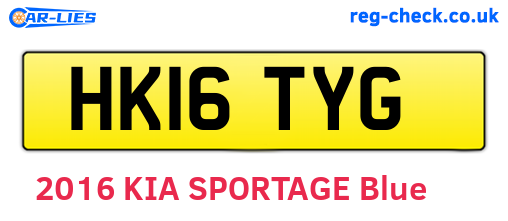 HK16TYG are the vehicle registration plates.