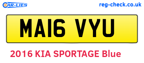 MA16VYU are the vehicle registration plates.