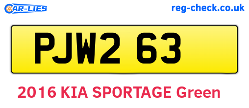PJW263 are the vehicle registration plates.