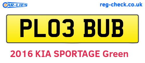PL03BUB are the vehicle registration plates.