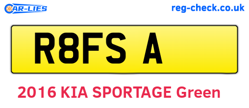 R8FSA are the vehicle registration plates.