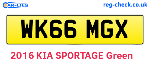WK66MGX are the vehicle registration plates.