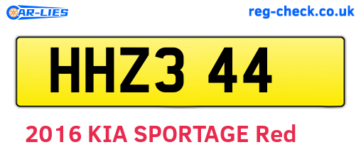 HHZ344 are the vehicle registration plates.