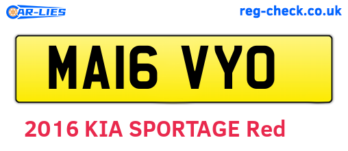 MA16VYO are the vehicle registration plates.