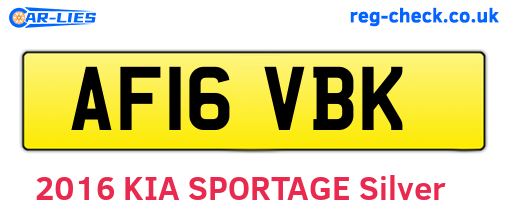 AF16VBK are the vehicle registration plates.